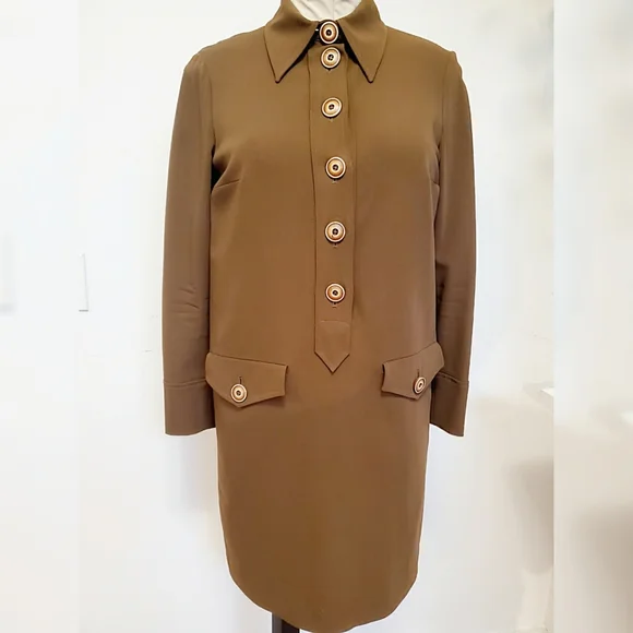Vintage Moschino Couture Collar Dress with Bold Buttons Sz6
